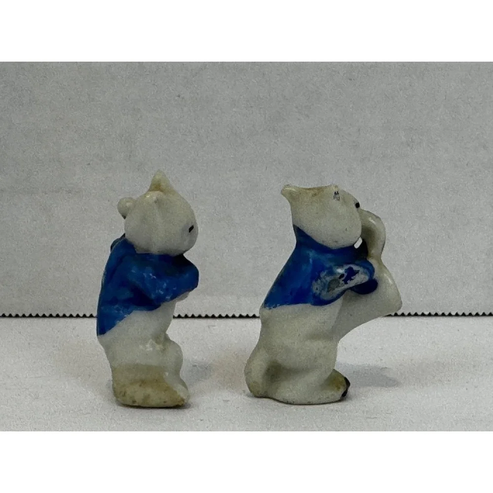 Vintage Miniature Porcelain Cats Playing Saxophone and Flute Made in Japan Set 2